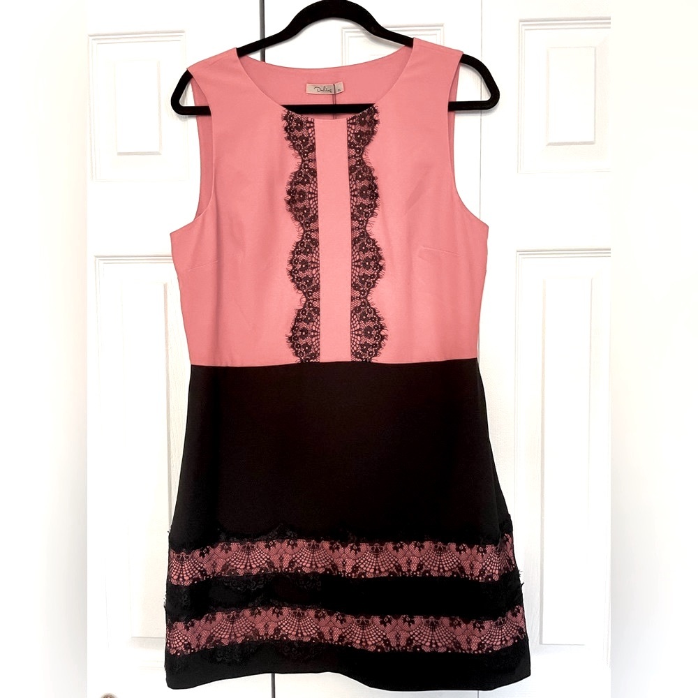 “Darling” rose and black dress / sz xl